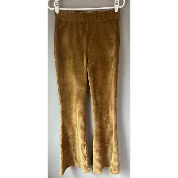 Aerie Pants - Aerie Women's Small Short Groove On Rib Velour Flare Pant Corduroy Pull On Brown